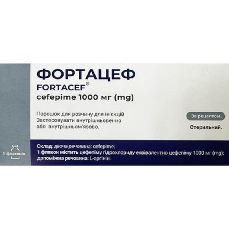 ФОРТАЦЕФ порошок для р-ну д/ін. по 1000 мг №5 у флак.